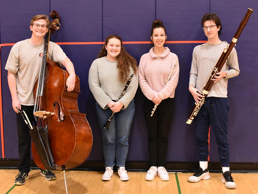 Mars Area High School students Kole Yingling, Meghan Smith, Madelyn Ostapchenko and Andrew Nelson were selected by solo audition to perform at the PMEA Region Orchestra Festival.