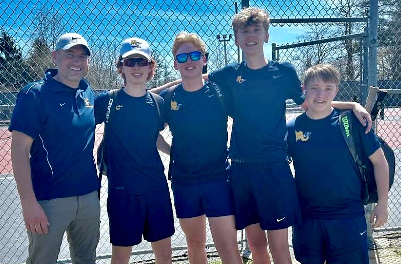 Mars Area High School students Callahan Johnson, Evan Palmiero, Ethan Palmer and Lucas Crawford (pictured with Chris Knauff, coach) competed in the Boys Varsity Tennis Section 2-3A Tournament.