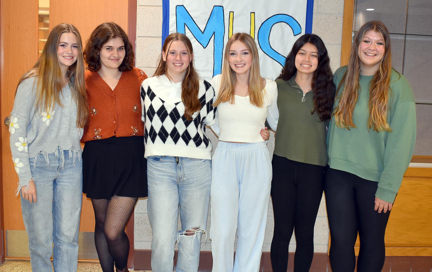 Mars Area High School students Addison Nailler (alternate), Madalyn Gribble (alternate), Lauren Karg, Miranda Gehm, Isabela Montes and Victoria Rojas were selected to join in the PMEA District 5 Honors Chorus Festival.