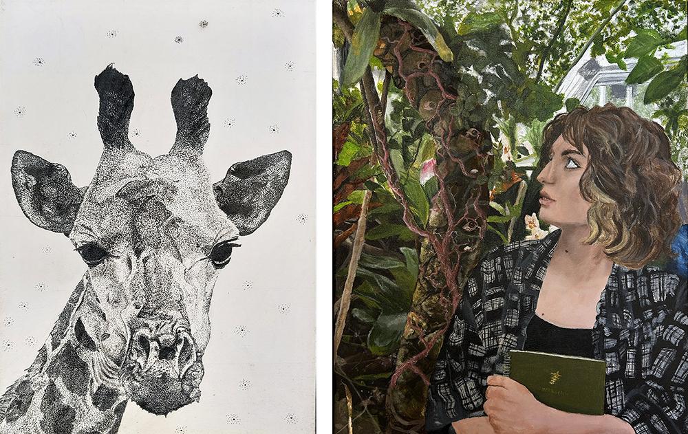 Two Mars Area High School students received awards in the 2023 Saxonburg Fine Art Show.  Junior Madalynn Balfour received a Sponsor Award for her pen-and-ink drawing, “A Giraffe;” and sophomore Sydney Denk received an honorable mention for her acrylic on canvas, “False Seclusion."