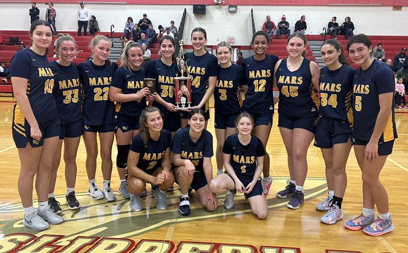 Mars Area High School Girls Varsity Basketball Team won the 2023 Slippery Rock Tip-Off Tournament. 