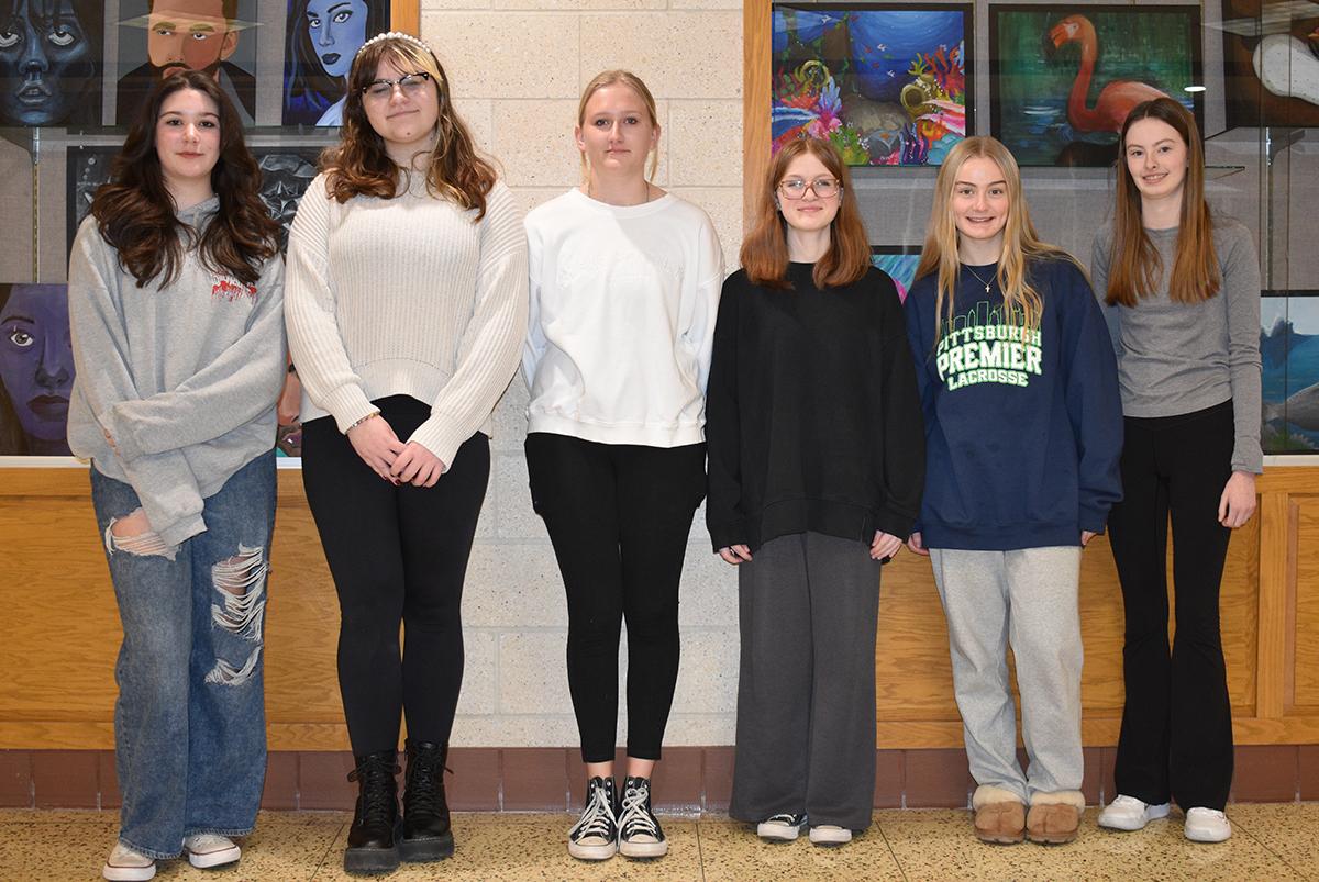 Mars Area High School students Elaina Rieger, Zoe Lutzic, Annabell Dickinson, Alayna Renton, Jenna Smith and Ava Moravek were selected to perform at the PMEA Junior High District Chorus Festival.