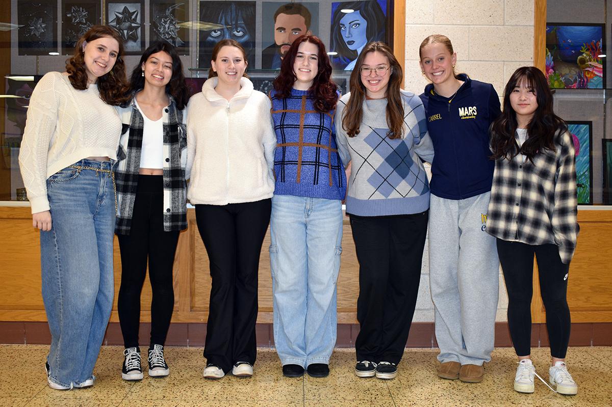 Mars Area High School students (from left) Amelia Collins, Isabela Montes, Lauren Karg, Elizabeth Kelly, Alanna Shaw, Riley Carrel and Niina Takeuchi were selected to join in the PMEA District Chorus Festival.